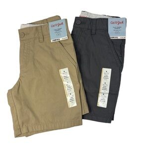 Two pairs of dress/school/ uniform shorts gray, and khaki size 6/7